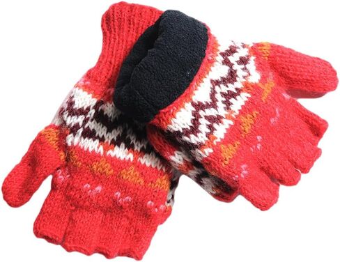 THE COLLECTION ROYAL Fingerless Fleece Lined Hand Knitted Cozy Woolen Fingerless Convertible Mitten Gloves in Saudi Arabia