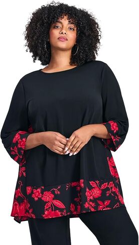 Avenue Women's Plus Size Marion Mixed Media Tunic in Saudi Arabia