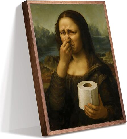 CozyNuukee Mona Lisa Pinching Nose Poster Bathroom Wall Art Decoration, Mona Lisa Bathroom Art, Humor Whimsical Funny Home Decor Bathroom Wall Art-UNFRAMED (16" L * 12" W) in Kuwait