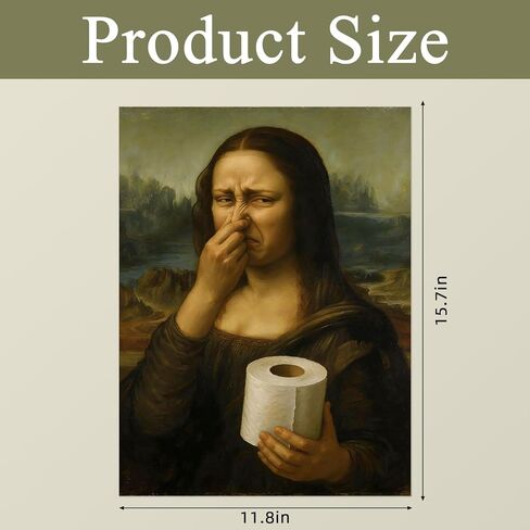 CozyNuukee Mona Lisa Pinching Nose Poster Bathroom Wall Art Decoration, Mona Lisa Bathroom Art, Humor Whimsical Funny Home Decor Bathroom Wall Art-UNFRAMED (16" L * 12" W) in Kuwait