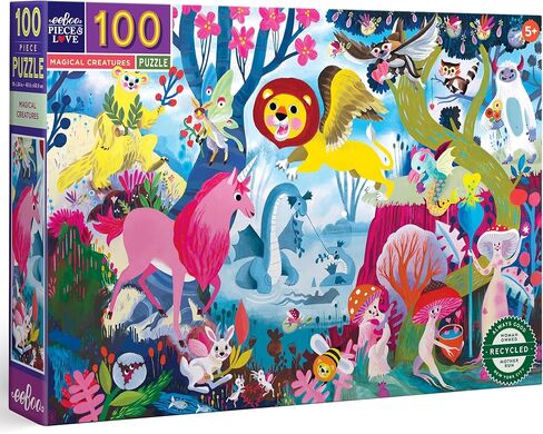 eeBoo: Tree of Wildlife - 100 Piece Puzzle - 27 x 18 Colorful Nature & Animal Jigsaw, Sturdy Dustless Pieces, Informational Poster, Kids Ages 5+ in Saudi Arabia