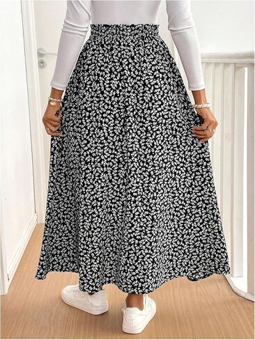 Milumia Women's Boho Ditsy Floral Skirt High Waist Split Thigh Flowy Long Maxi Skirts in Saudi Arabia