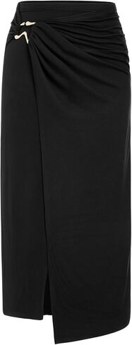 CIDER Maxi Skirts for Women Wrap Mid Waisted Long Bodycon Skirts with Metal Buckle Fitted Trendy Going Out Outfits in Saudi Arabia