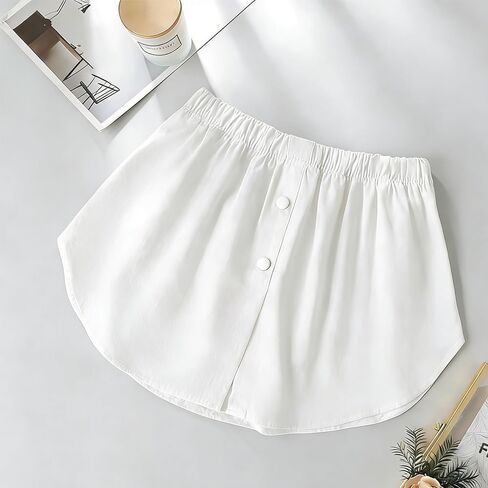 Women's Casual A-Line Skirt – Fake Button Hem, Versatile Solid Color Short Skirt for Layering in Saudi Arabia