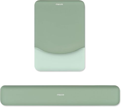 MOSISO Keyboard Wrist Rest & Mouse Pad with Wrist Rest, Green | Rectangular Ergonomic Mousepad, Non-Slip Base, Home/Office Pain Relief & Easy Typing, Neoprene Cloth & Raised Silicone Lining in Kuwait
