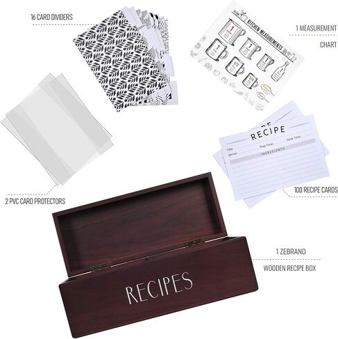 Apace Living Large Walnut Recipe Box with Cards and Dividers by Apace - Vintage Style Wood 4x6 Recipe Holder Card Box - Exclusively from the Premier Collection - XL Size Fits up to 600 Cards in Saudi Arabia