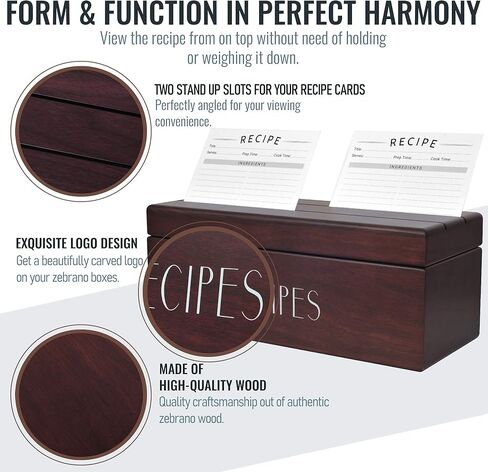 Apace Living Large Walnut Recipe Box with Cards and Dividers by Apace - Vintage Style Wood 4x6 Recipe Holder Card Box - Exclusively from the Premier Collection - XL Size Fits up to 600 Cards in Saudi Arabia