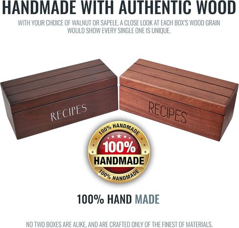 Apace Living Large Walnut Recipe Box with Cards and Dividers by Apace - Vintage Style Wood 4x6 Recipe Holder Card Box - Exclusively from the Premier Collection - XL Size Fits up to 600 Cards in Saudi Arabia