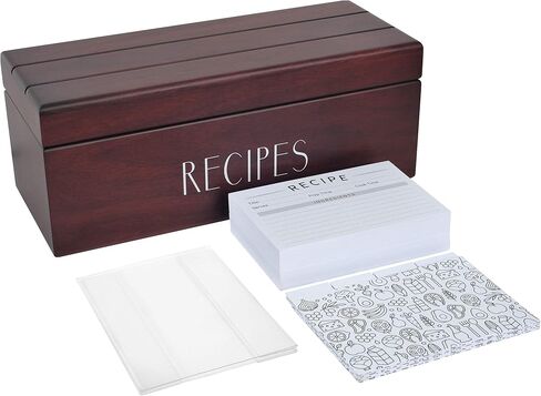 Apace Living Large Walnut Recipe Box with Cards and Dividers by Apace - Vintage Style Wood 4x6 Recipe Holder Card Box - Exclusively from the Premier Collection - XL Size Fits up to 600 Cards in Saudi Arabia