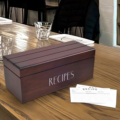 Apace Living Large Walnut Recipe Box with Cards and Dividers by Apace - Vintage Style Wood 4x6 Recipe Holder Card Box - Exclusively from the Premier Collection - XL Size Fits up to 600 Cards in Saudi Arabia