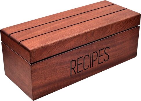 صندوق وصفات الجوز الكبير من Apace Living مع بطاقات وفواصل من Apace - صندوق بطاقات حامل الوصفات الخشبي ذو الطراز العتيق 4×6 - حصريًا من مجموعة Premier - مقاس XL يناسب ما يصل إلى 600 بطاقة in Kuwait