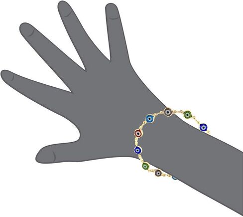 MultiColor Evil Eye Bracelet for 13 years Teenage Girls and Petite Adults, 14k Gold Filled Protection Success Lucky Amulet Kabbalah Greek Nazar Turkish, 6.5-inch in Saudi Arabia