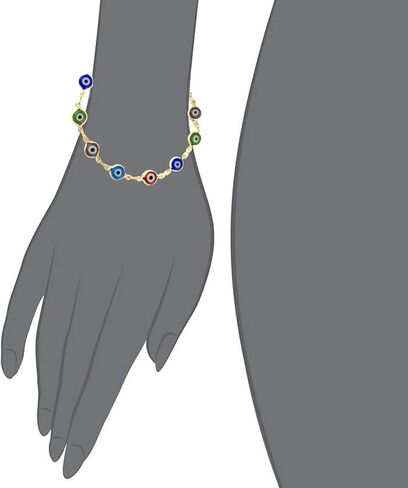 MultiColor Evil Eye Bracelet for 13 years Teenage Girls and Petite Adults, 14k Gold Filled Protection Success Lucky Amulet Kabbalah Greek Nazar Turkish, 6.5-inch in Saudi Arabia