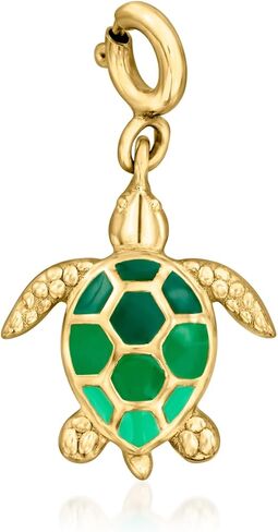 Ross-Simons Green Enamel Turtle Charm in 18kt Gold Over Sterling in Saudi Arabia