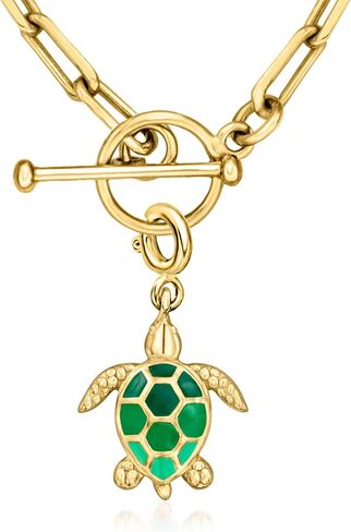 Ross-Simons Green Enamel Turtle Charm in 18kt Gold Over Sterling in Saudi Arabia