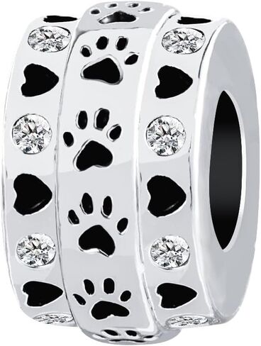KunBead Dog Paw Prints Heart Love Bead Charms متوافقة مع سوار باندورا للنساء in Saudi Arabia