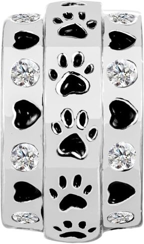 KunBead Dog Paw Prints Heart Love Bead Charms متوافقة مع سوار باندورا للنساء in Saudi Arabia