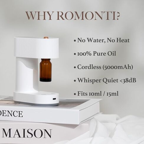 Waterless Diffuser, Compact Quіet Under 38 dB Aromatherapy Essential Oil Diffuser, Battery Operated Portable Scent Nebulizer for Home, Bedroom, Spa, Hotel, Offіce in Saudi Arabia