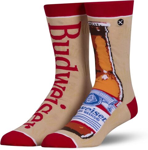 جوارب رائعة - جوارب Budweiser Split Crew - مقاس كبير للرجال والنساء - رسم كلاسيكي لملصق البيرة - مزيج قطني مريح - هدية لمحبي المشروبات القديمة in Kuwait