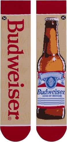 جوارب رائعة - جوارب Budweiser Split Crew - مقاس كبير للرجال والنساء - رسم كلاسيكي لملصق البيرة - مزيج قطني مريح - هدية لمحبي المشروبات القديمة in Kuwait