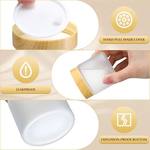 Norme 24 Pcs 4oz Glass Jars with Lids Empty Small Glass Containers and Inner Liners Reusable Cosmetic Jars Round Airtight Bottles with Plastic Woodgrain Lids(Frosted Style,Translucent) in Saudi Arabia