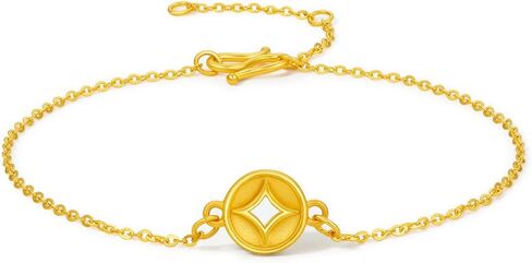 24K Solid Gold Bracelet for Women, Real Pure Gold Jewelry Dainty Fortune Coin Jewelry Gold Bracelet for Men Girlfriend in Saudi Arabia