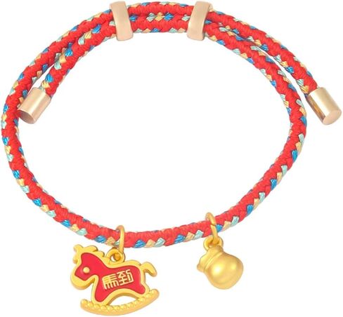 2026 New Year of Horse Red Rope Bracelet Handmade Braided Adjustable 12 Zodiac Animal Horse Charm Bracelet Chinese Feng Shui Lucky Protection String Jewelry for Women Men Festival New Year Gift in Saudi Arabia