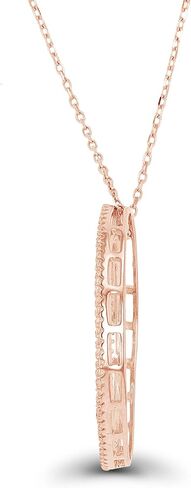 Sterling Silver or Gold Plated Round Pave Cubic Zirconia Baguette Cut Open Circle Necklace, 16" + 2" Extender in Saudi Arabia