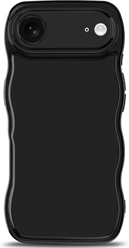 Anuck Case for iPhone 12 Pro Case Wave, Curly Frame Design for Women Girls, Cute Wavy Solid Color Aesthetic Phone Case Soft Flexible TPU Shockproof Full-Body Protective Case Cover 6.1 inch - White in Kuwait