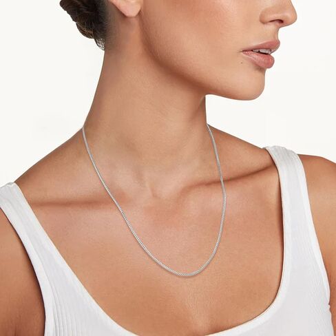 Solid 14K Gold Over 925 Sterling Silver Chain Necklace for Women, 1.3mm Box Chain Thin & Sturdy & Comfortable Women's Chain Necklaces 16 18 20 22 24 Inches in Saudi Arabia