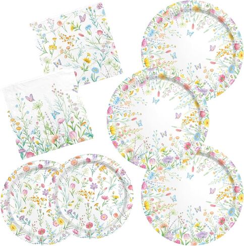 Gatherfun Iridescent Party Supplies - لوحات ورقية يمكن التخلص منها ، أكواب ومناديل ، مثالية لعيد الميلاد والأحداث ذات الطابع حورية البحر وتزيين حفل زفاف - يخدم 16 in Kuwait