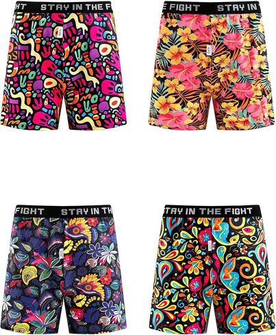 Mens Boxer Briefs Breathable 4 Way Stretch Floral Print Underwear for Men 4 Pack in Saudi Arabia