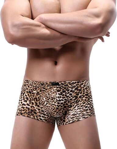 Men's Leopard Boxer Briefs Sexy U-Hance Trunks Underwear Pouch Shorts Underpanties for Men in Saudi Arabia
