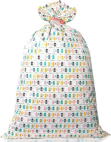 Merture 56" x 36" Pink Extra Large Birthday Gift Bag with Tag & Tie, Jumbo Plastic Gift Bag with Party Hat Design Large Plastic Bag for Birthday, Christmas, Baby Shower, Party and More - 1 Pcs - Pink in Saudi Arabia