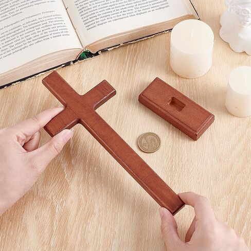 HOBBIESAY 8.43inch Wooden Cross Christ Tabletop Crosses Wall Cross with Stand for Hanging Standing for Easter Christening for Table Home Christmas Church Room Decor in Saudi Arabia