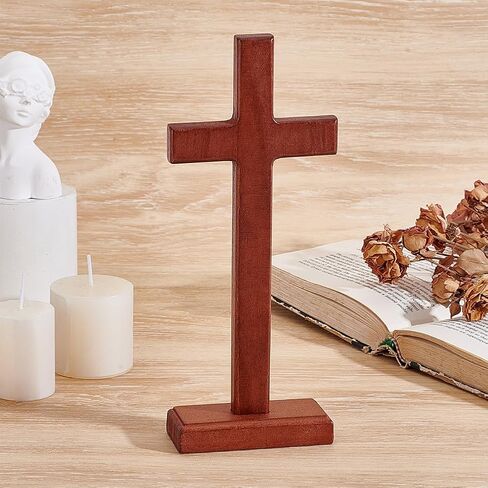 HOBBIESAY 8.43inch Wooden Cross Christ Tabletop Crosses Wall Cross with Stand for Hanging Standing for Easter Christening for Table Home Christmas Church Room Decor in Saudi Arabia