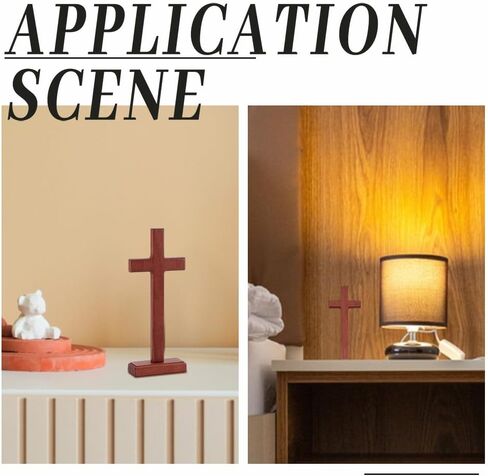 HOBBIESAY 8.43inch Wooden Cross Christ Tabletop Crosses Wall Cross with Stand for Hanging Standing for Easter Christening for Table Home Christmas Church Room Decor in Saudi Arabia