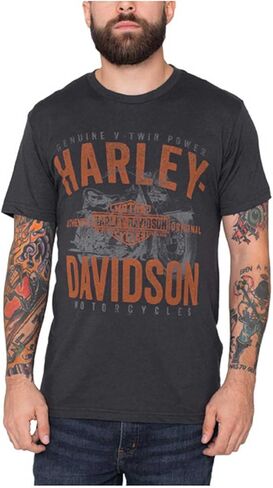 Harley-Davidson Men's Backdrop Distressed Short Sleeve T-Shirt, Graphite Black in Saudi Arabia