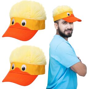 2 Pack Duck Hat with Hair for Men and Women Funny Spiked Hair Baseball Cap with Adjustable Snap Back Crazy Wig Costume in Saudi Arabia
