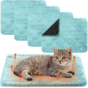 4 Pack Self Heating Cat Pad 16 x 20 Inch Self Warming Cat Bed Non Slip Warm Dog Pad Mat Washable Pet Kennel Crate Bed Mat for Indoor Outdoor Pets(Black,20 x 28 Inch) in Kuwait