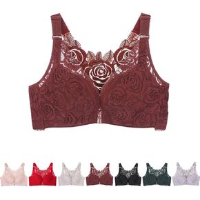 حمالة صدر وردية مريحة من Floral Secrets، حمالة صدر بإغلاق أمامي للنساء، حمالات صدر يومية بإغلاق أمامي بدون خياطة من الدانتيل على شكل فراشة in Saudi Arabia
