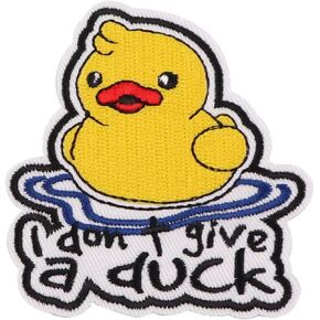 I Don't Give a Duck Rubber Ducky Duckie Toy Pun Funny Humor Joke Phrase Meme Apathy Apathetic Care Careless Free 2.8" Iron On Patch for Clothing in Saudi Arabia