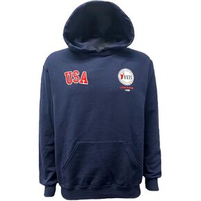 سويت شيرت بقلنسوة من Herb Brooks - خطاب مشهور عام 1980 - أداء، سريع الجفاف، قماش ماص للرطوبة - أزرق داكن - ملابس هوكي أمريكية مرخصة رسميًا - مقاس كبير للبالغين in Kuwait