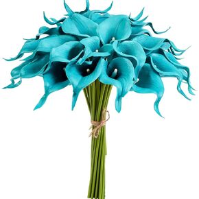 Artificial Calla Lily 12Pcs White Real Touch Faux Flowers for Wedding Bouquet, Bride Bridal Shower, Spring Home Kitchen Table Decor, Fake Lilies for Centerpieces, Party Decorations in Saudi Arabia