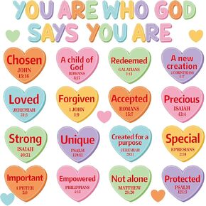 Qyeahkj Christian Bulletin Board Decoration God Says You Are Religious Classroom Wall Decor Watercolor Motivational Quote Cutout Inspirational Bulletin Board Set for Sunday School Home Church Supplies in Saudi Arabia