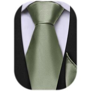 Ties for Men Solid Satin Necktie Formal Wedding Tie Pocket Square Set Classic Business Party Neckties & Handkerchief in Saudi Arabia