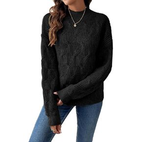 Womens Dressy Mockneck Cable Knit Long Sleeve Sweater Fall 2025 Oversized Chunky Ribbed Cuffs Knit Pullover in Saudi Arabia