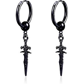 شخصية فريدة من نوعها الشرير الهيب هوب الفولاذ المقاوم للصدأ سكين Huggie متمحور هوب أقراط مع طويل استرخى الرجعية السيف للرجال والنساء in Kuwait