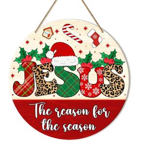 ZODGMED Christmas Wall Hanging Sign, Christian Christmas Decor for Home Front Door Porch Living Room Holiday Hanging Sign Xmas Farmhouse Wall Decorations, Jesus The Season for The Season in Saudi Arabia