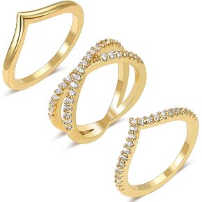 Stackable Gold Rings for Women Non Tarnish Dainty 14K Gold Plated Stacking Cubic Zirconia Thumb Ring Set Trendy Statement Wedding Bands Engagement Rings for Women Size 5 6 7 8 9 10 11 in Saudi Arabia